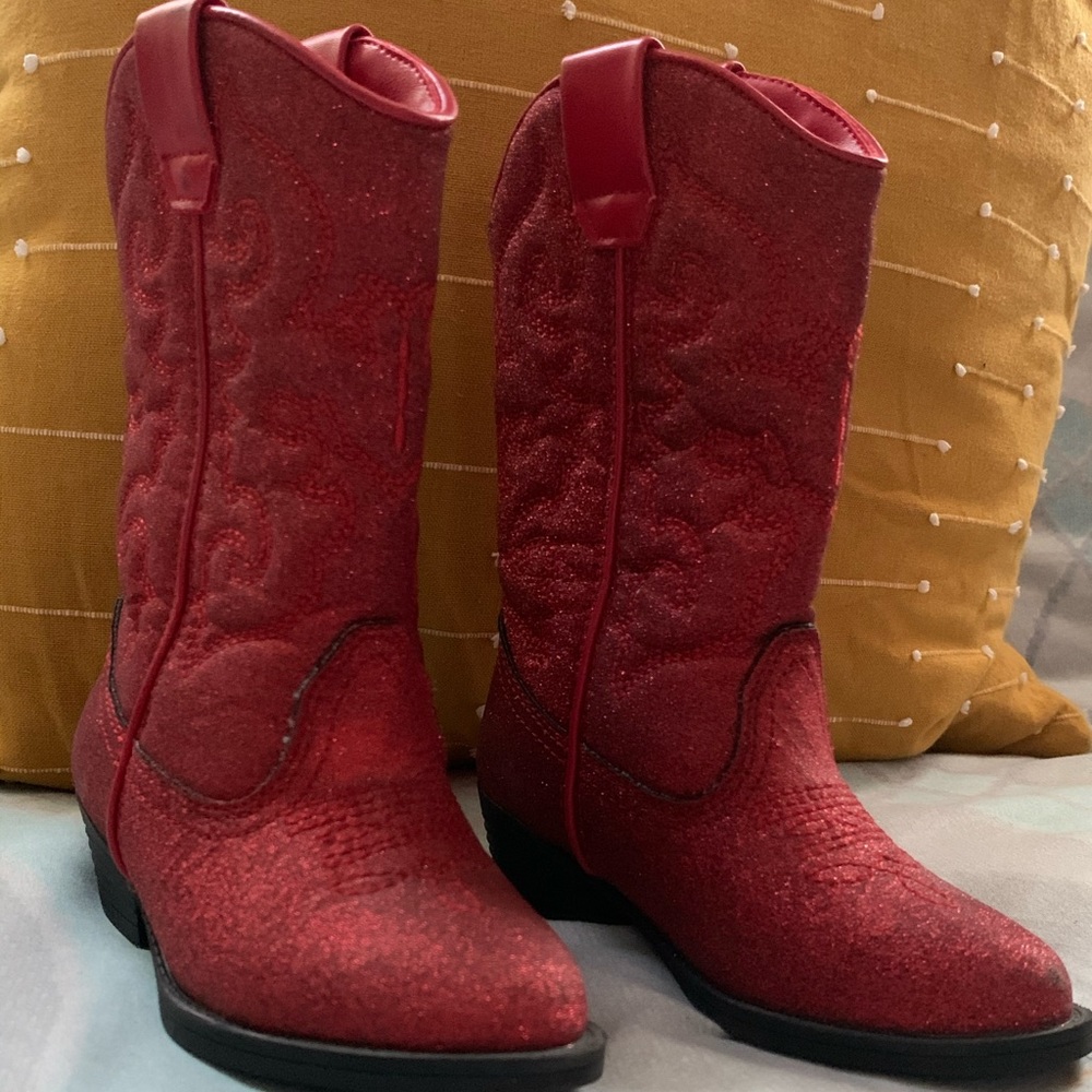 Toddler girl Red glitter cowboy boots